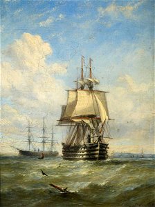 William Adolphus Knell (1802-1875) - HMS 'Marlborough' and 'Minotaur' - BHC3474 - Royal Museums Greenwich. Free illustration for personal and commercial use.