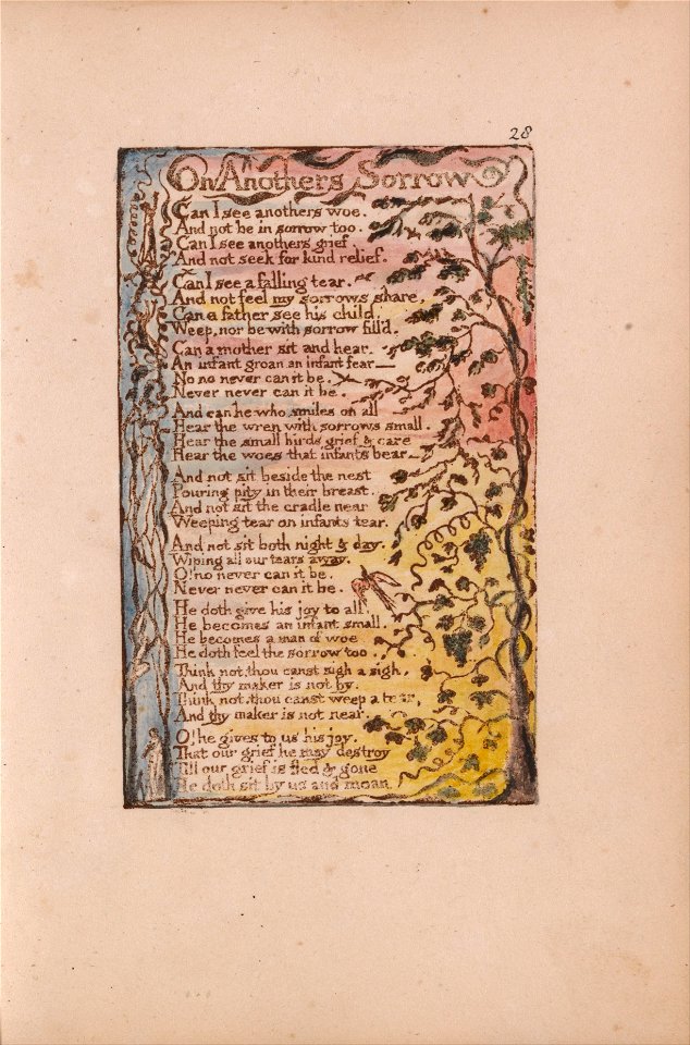 William Blake - Songs of Innocence and of Experience, Plate 28, On Anothers Sorrow (Bentley 27) - Google Art Project