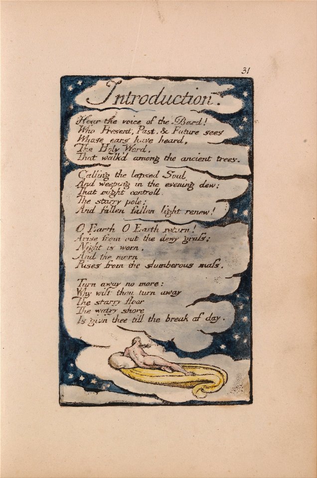 William Blake - Songs of Innocence and of Experience, Plate 31, Introduction (Bentley 30) - Google Art Project
