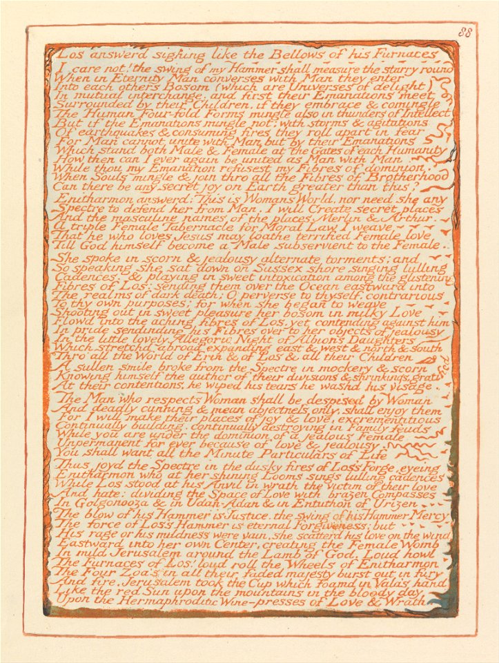 William Blake - Jerusalem, Plate 88, Los answerd sighing.... - Google Art Project
