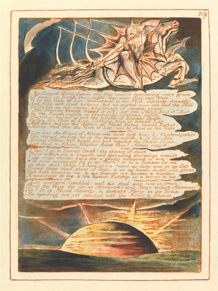 William Blake - Jerusalem, Plate 39, By Satans Watch-fiends.... - Google Art Project