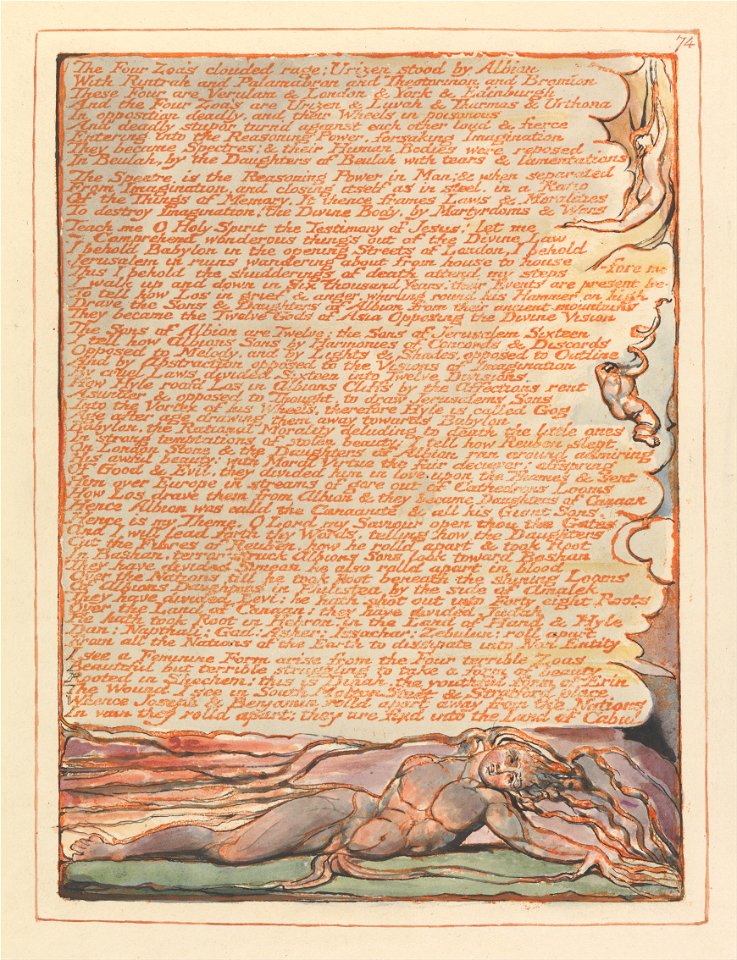 William Blake - Jerusalem, Plate 74, The Four Zoa's clouded rage.... - Google Art Project