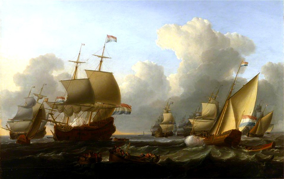 William Anderson (1757-1837) - Dutch Shipping with a Flagship and a States Yacht - BHC1127 - Royal Museums Greenwich