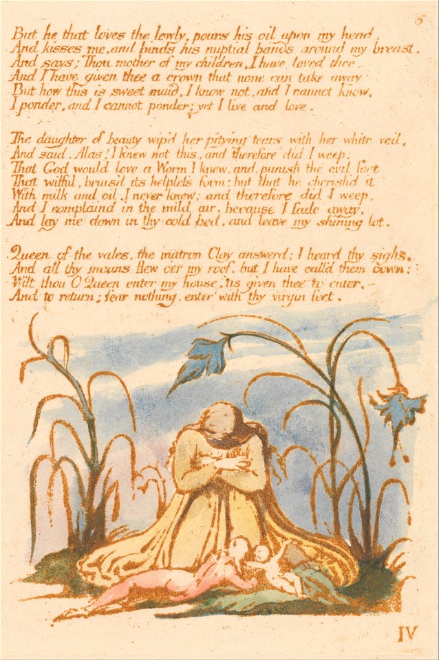 William Blake - The Book of Thel, Plate 7, But he that loves the lowly . . . . - Google Art Project