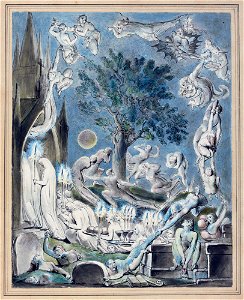 William Blake - The Gambols of Ghosts According with their Affections Previous to the Final Judgment. Free illustration for personal and commercial use.