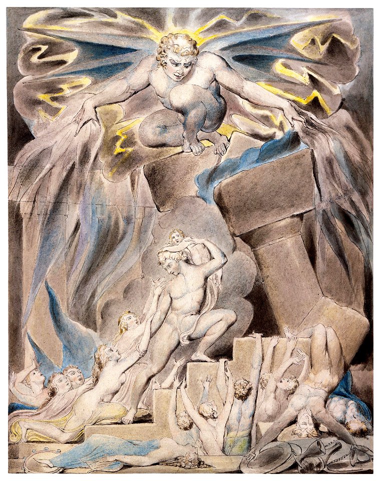 William Blake - Job's Sons and Daughters Overwhelmed by Satan