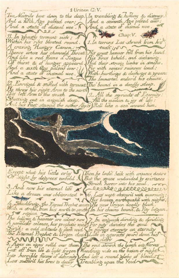 William Blake - The First Book of Urizen, Plate 11, Two nostrils bent down to the deep . . . . (Bentley 13) - Google Art Project