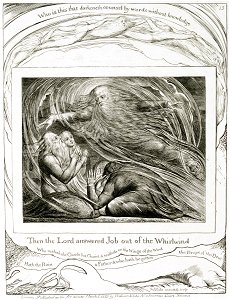 William Blake - The Lord Answering Job out of the Whirlwind - Google Art Project. Free illustration for personal and commercial use.