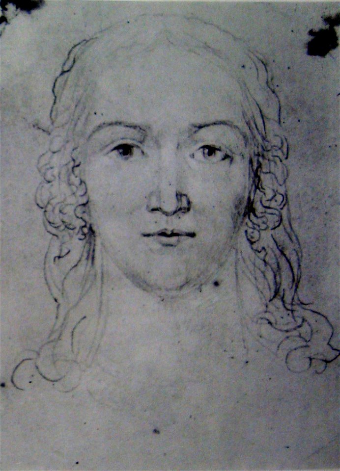 William Blake - A Head of a Young Woman, Butlin 686 recto c 1820 183x188mm – McGill University Library, Montreal. Free illustration for personal and commercial use.
