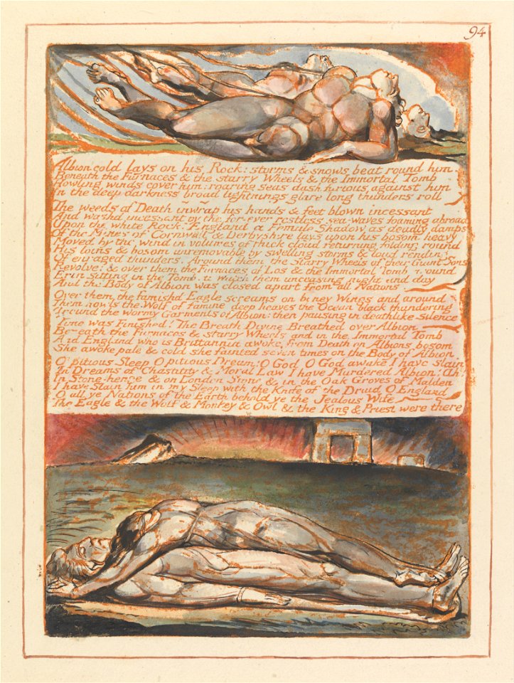 William Blake - Jerusalem, Plate 94, Albion cold lays on his Rock.... - Google Art Project