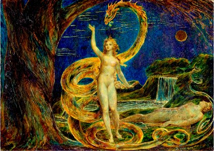 William Blake Eve Tempted by the Serpent. Free illustration for personal and commercial use.
