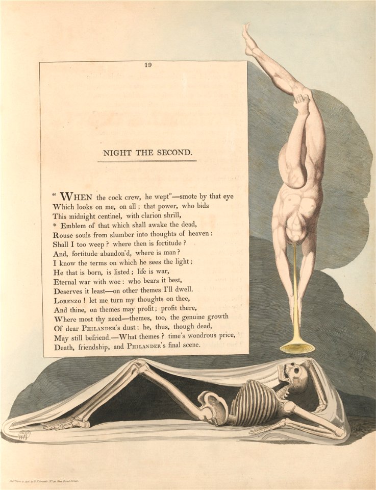 William Blake - Young's Night Thoughts, Page 19, Emblem of That Which Shall Awake the Dead - Google Art Project