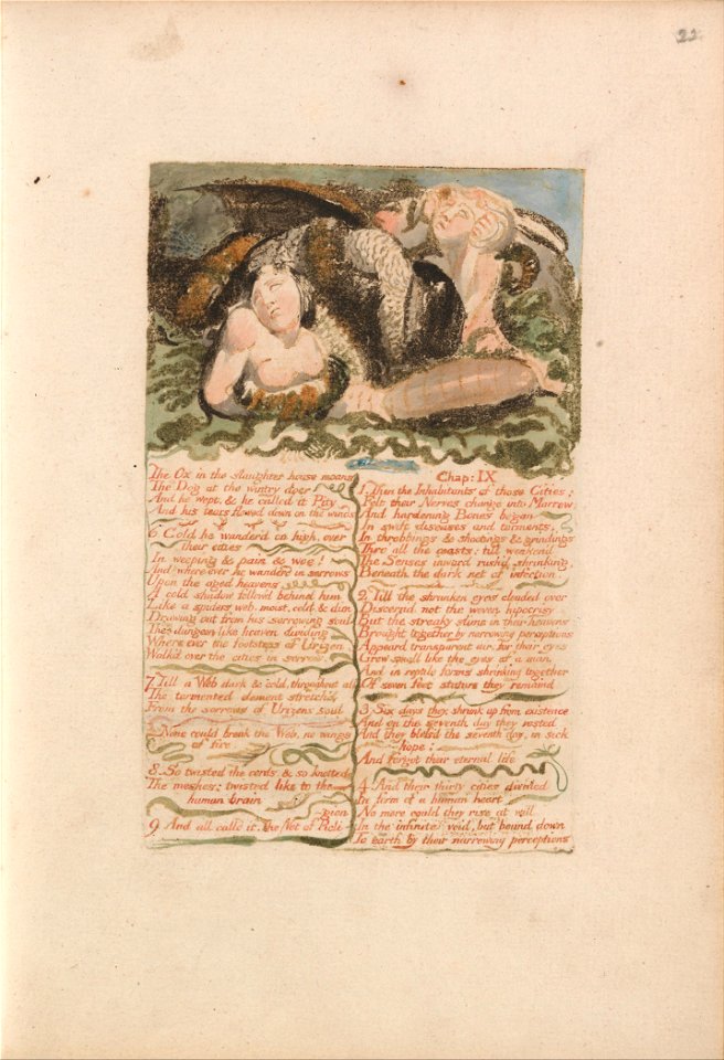 William Blake - The First Book of Urizen, Plate 26, The Ox in the Slaughter House Moans.... (Bentley 25) - Google Art Project