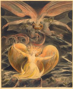 William Blake - The Great Red Dragon and the Woman Clothed with the Sun - Google Art Project. Free illustration for personal and commercial use.