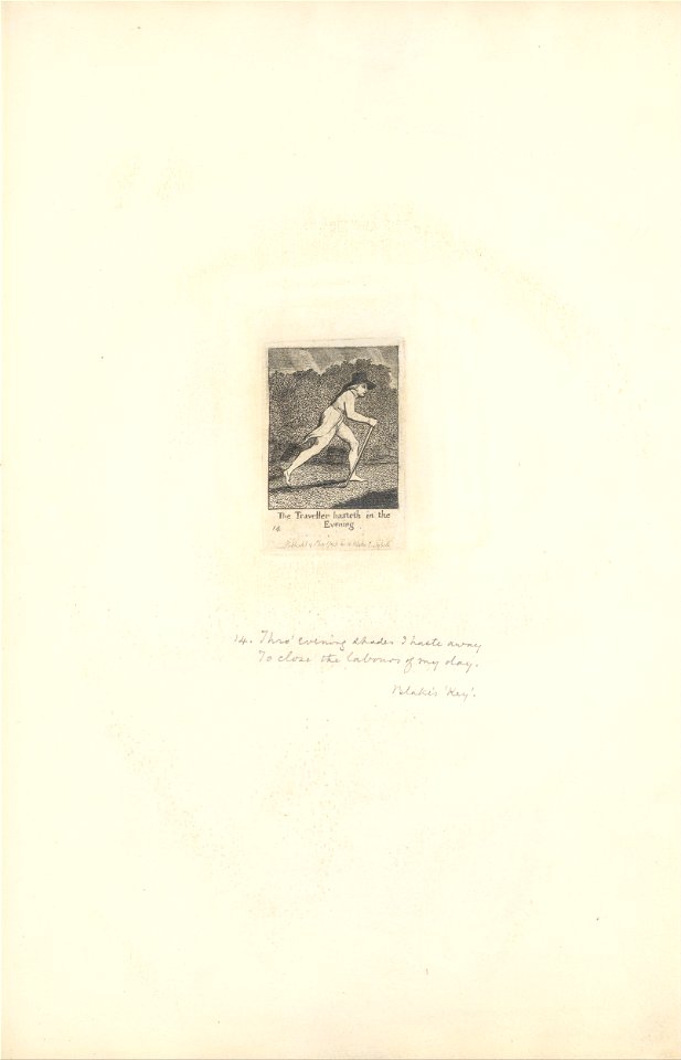William Blake - For the Sexes- The Gates of Paradise, Plate 16, The Traveller hasteth in the Evening - Google Art Project