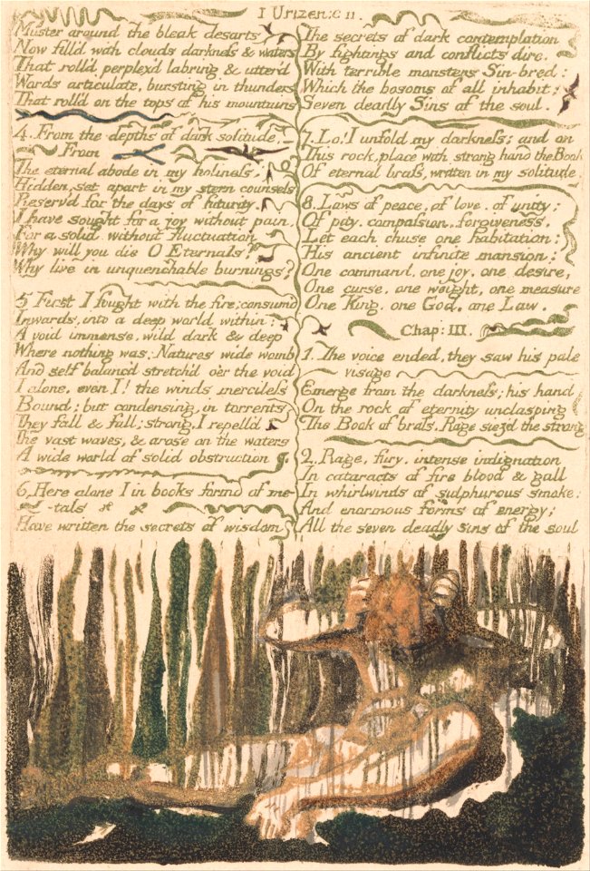 William Blake - The First Book of Urizen, Plate 4, Muster around the bleak desarts . . . . (Bentley 4) - Google Art Project