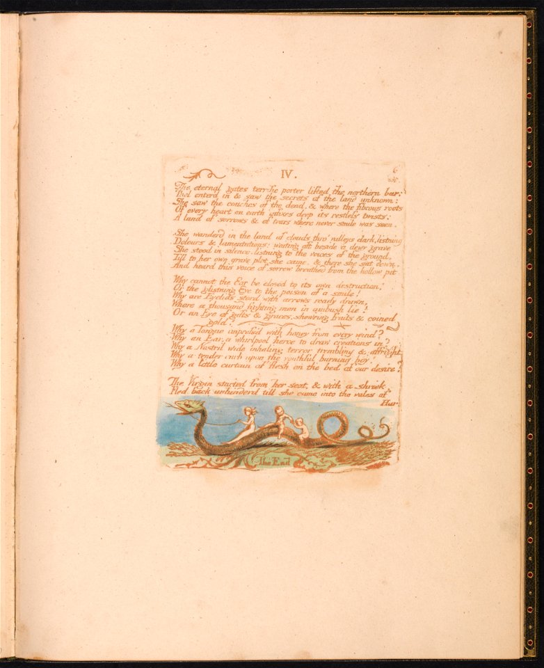 William Blake - The Book of Thel, Plate 8, IV. , The eternal gates . . . . - Google Art Project (2377001)