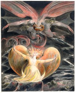 William Blake - The Great Red Dragon and the Woman Clothed with the Sun - Google Art ProjectFXD. Free illustration for personal and commercial use.