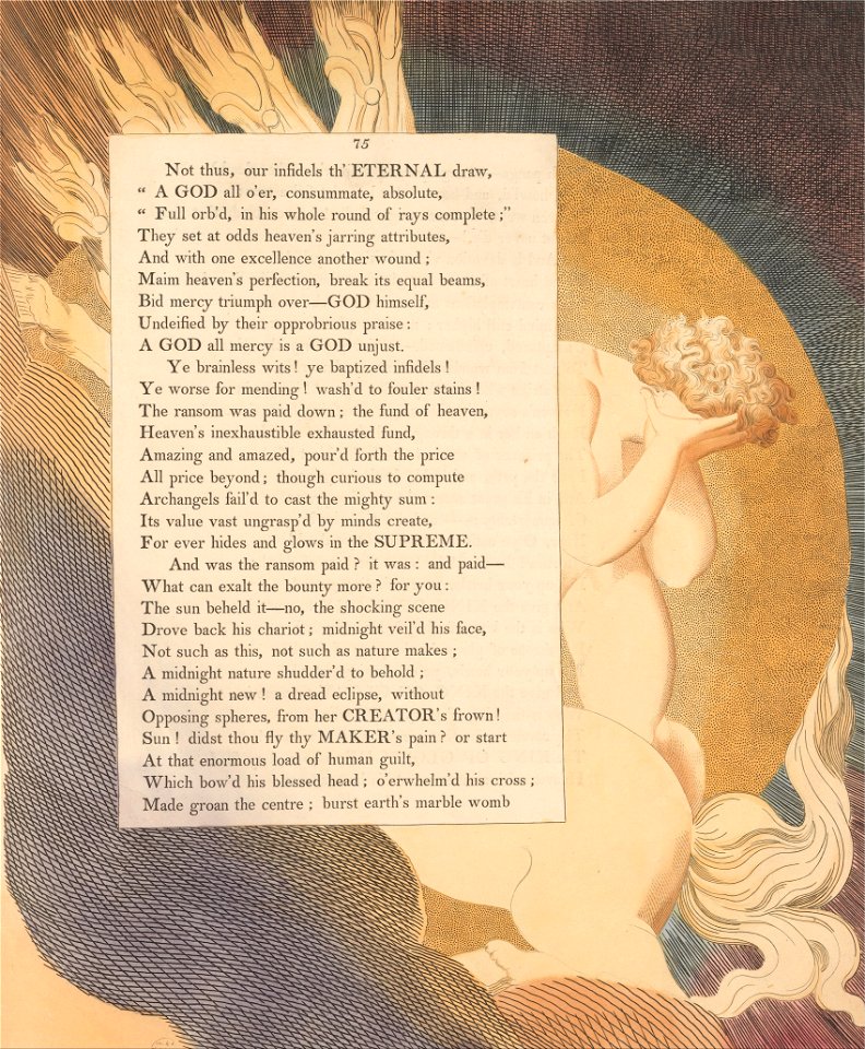 William Blake - Young's Night Thoughts, Page 75, The Sun Beheld it -- No, the Shocking Scene - Google Art Project