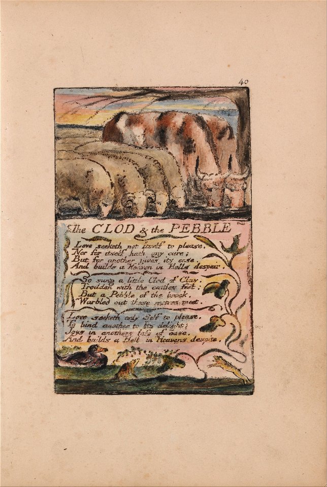 William Blake - Songs of Innocence and of Experience, Plate 40, The Clod & the Pebble (Bentley 32) - Google Art Project