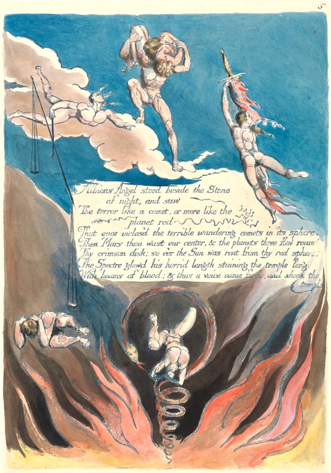 William Blake - America. A Prophecy, Plate 7, Albions Angel stood.... - Google Art Project