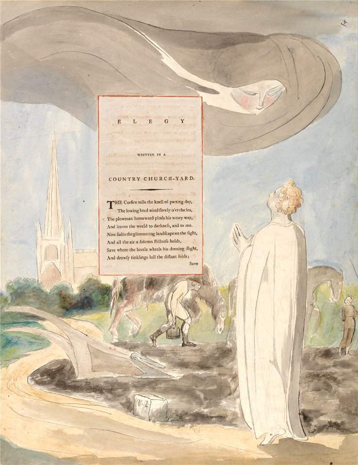 William Blake - The Poems of Thomas Gray, Design 107, Elegy Written in a Country Church-Yard. - Google Art Project