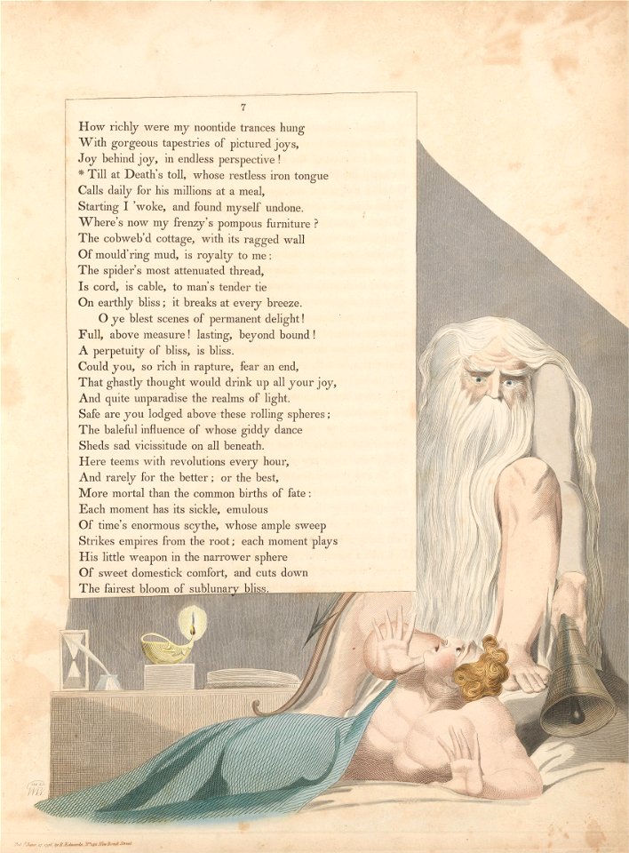 William Blake - Young's Night Thoughts, Page 7, Till at Death's Toll, Whose Restless Iron Tongue - Google Art Project