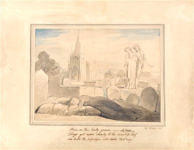 William Blake - The Widow Embracing Her Husband's Grave - Google Art Project. Free illustration for personal and commercial use.