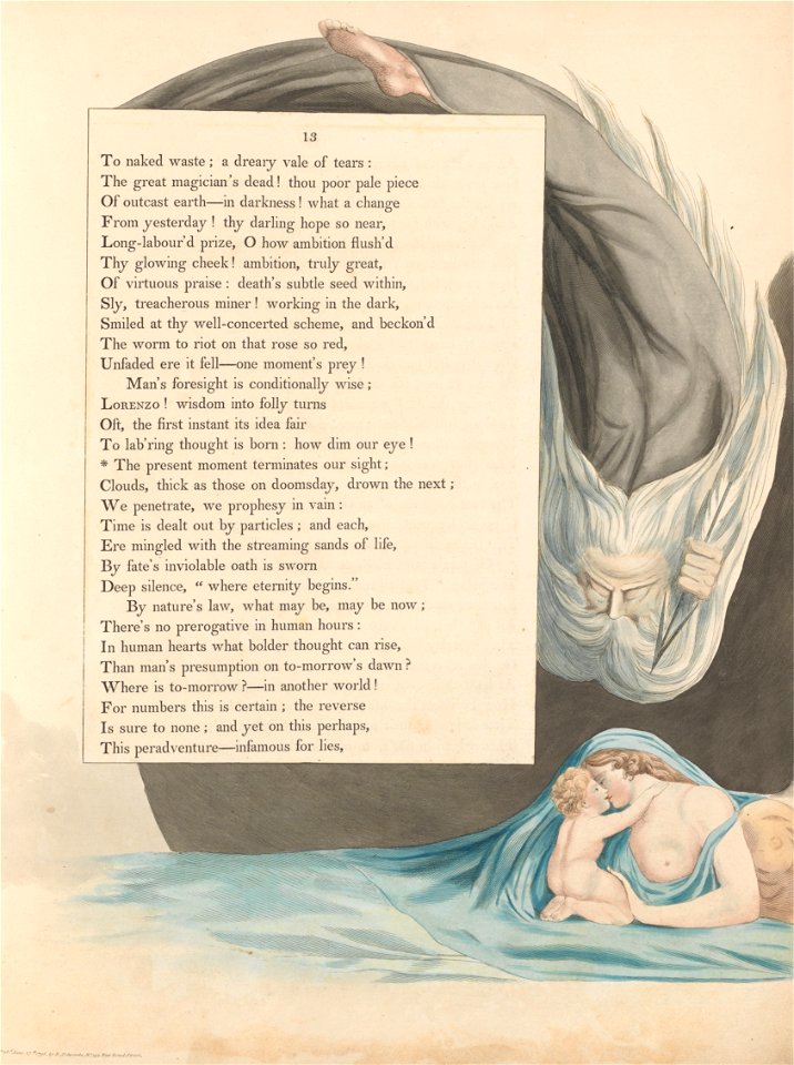 William Blake - Young's Night Thoughts, Page 13, The Present Moment Terminates our Sight - Google Art Project