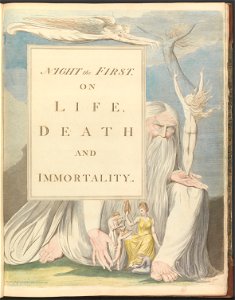 William Blake - Young's Night Thoughts, Title Page, Night the First, On Life, Death and Immortality. - Google Art Project