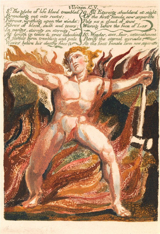 William Blake - The First Book of Urizen, Plate 15, 8. The globe of life blood trembled . . . . (Bentley 18) - Google Art Project