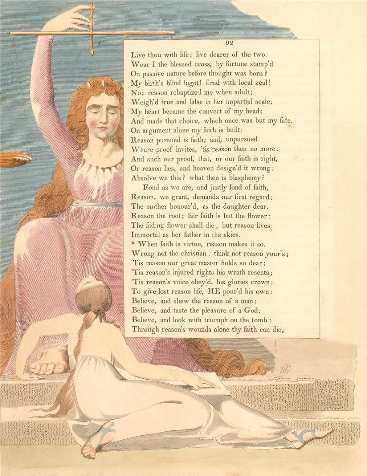 William Blake - Young's Night Thoughts, Page 92, When Faith Is Virtue, Reason Makes It So - Google Art Project