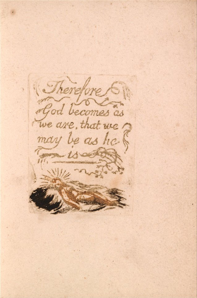 William Blake - There Is No Natural Religion, Plate 9, Therefore God becomes . . . .  (Bentley b12) - Google Art Project