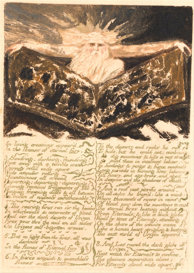 William Blake - The First Book of Urizen, Plate 6, In living creations appear'd . . . . (Bentley 5) - Google Art Project