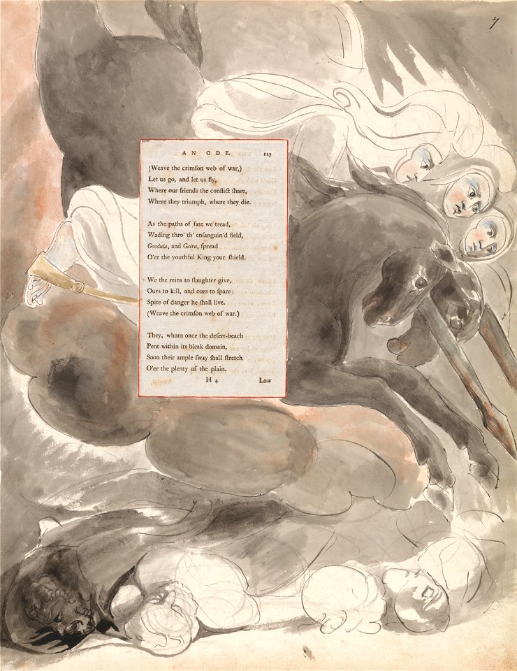 William Blake - The Poems of Thomas Gray, Design 73, The Fatal Sisters. - Google Art Project