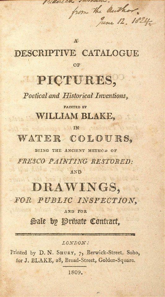 William Blake Descriptive Catalogue