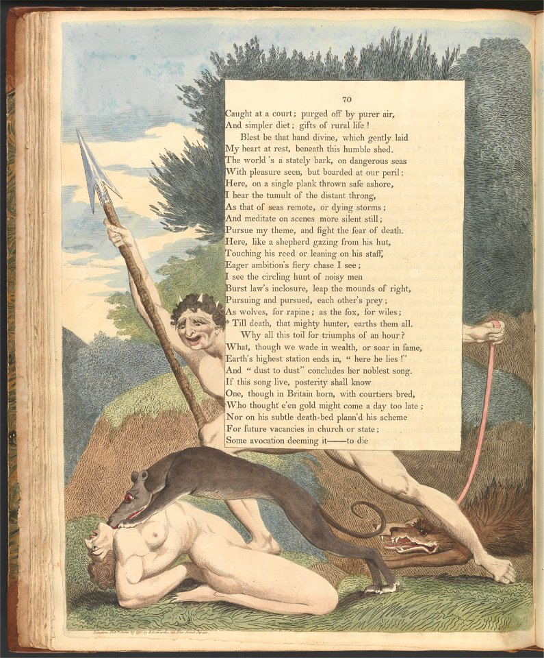 William Blake - Young's Night Thoughts, Page 70, 'Till death, that mighty hunter, earths them all - Google Art Project