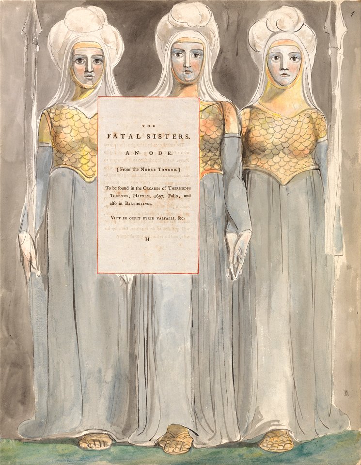 William Blake - The Poems of Thomas Gray, Design 67, The Fatal Sisters. - Google Art Project