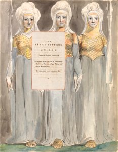 William Blake - The Poems of Thomas Gray, Design 67, The Fatal Sisters. - Google Art Project