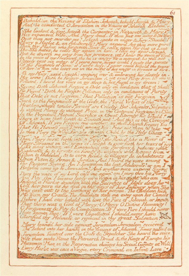 William Blake - Jerusalem, Plate 61, Behold- in the Visions of Elohim Jehovah.... - Google Art Project
