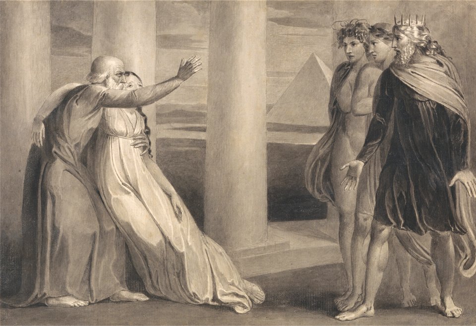 William Blake - Tiriel Supporting the Dying Myratana and Cursing His Sons - Google Art Project