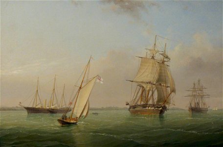 William Frederick Settle (1821-1897) - HMY 'Victoria and Albert II' and HMS 'Warrior' - BHC1260 - Royal Museums Greenwich. Free illustration for personal and commercial use.