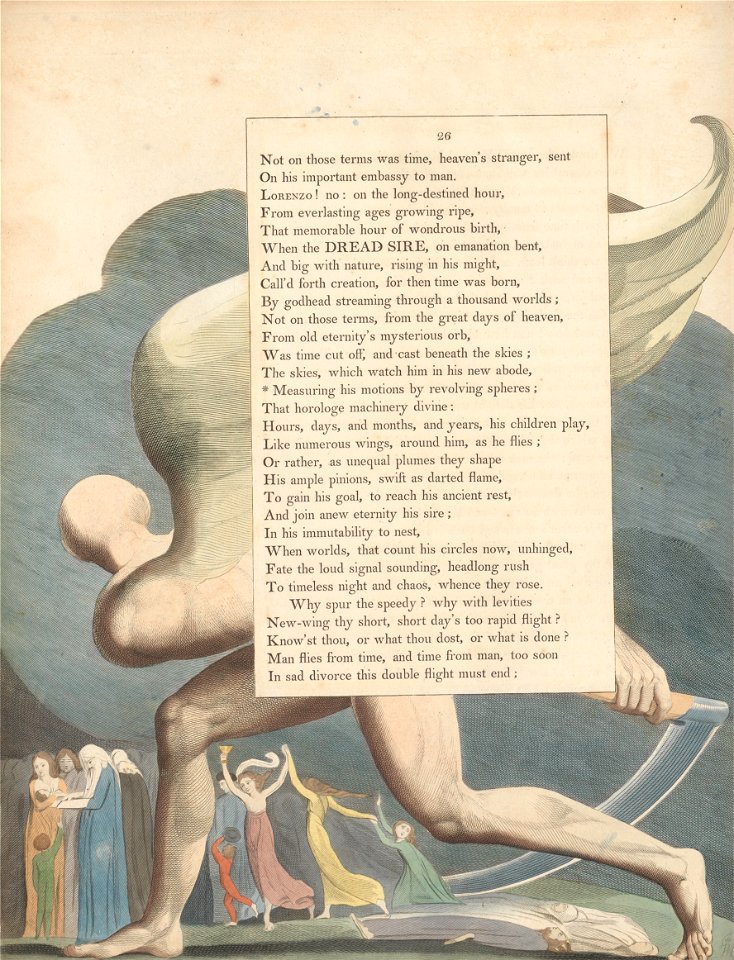 William Blake - Young's Night Thoughts, Page 26, Measuring His Motions by Revolving Spheres - Google Art Project