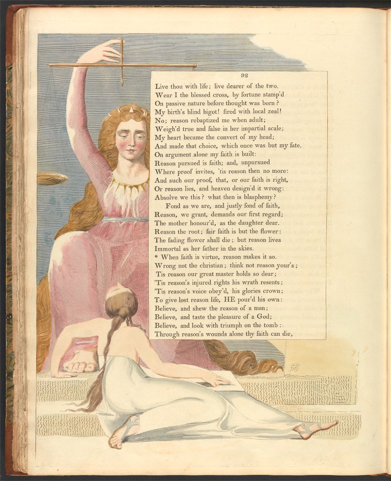 William Blake - Young's Night Thoughts, Page 92, When faith is virtue, reason makes it so - Google Art Project