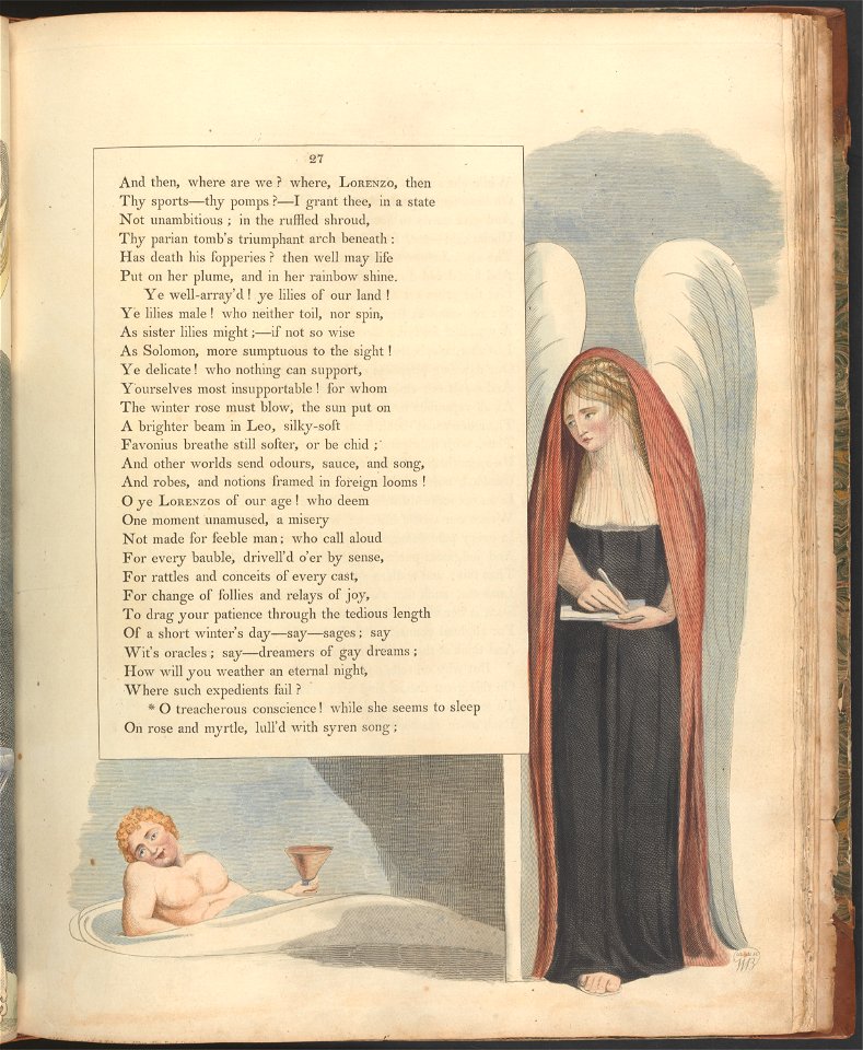 William Blake - Young's Night Thoughts, Page 27, O treacherous conscience! - Google Art Project