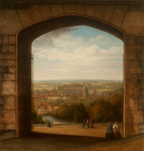 William Cowen (1791-1864) - A View of Eton Seen through the Gateway of the North Terrace of Windsor Castle - 1507732 - National Trust
