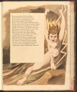 William Blake - Young's Night Thoughts, Page 95, The goddess bursts in thunder and in flame - Google Art Project