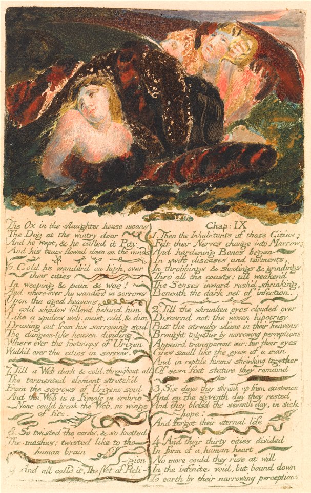 William Blake - The First Book of Urizen, Plate 23- The Ox in the slaughter house moans . . . . (Bentley 25) - Google Art Project