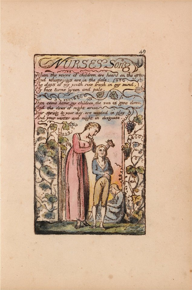 William Blake - Songs of Innocence and of Experience, Plate 49, Nurses Song (Bentley 38) - Google Art Project