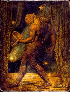 William Blake The Ghost of Flea 1819-20 Tempera & gold on mahogany. Free illustration for personal and commercial use.